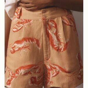 FARM Rio High Waist Tan Shorts with Lobster Print